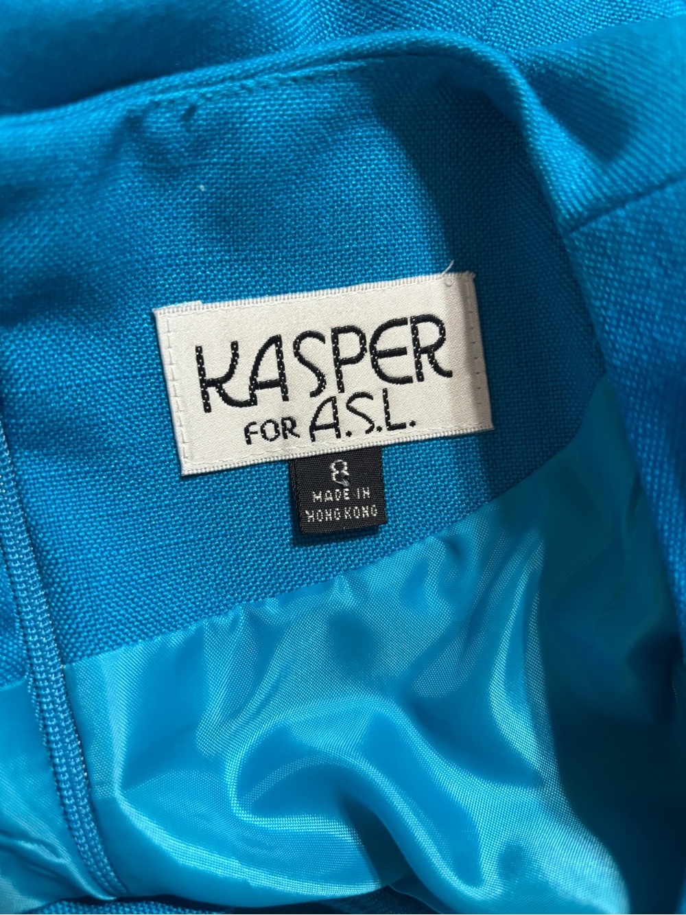 Vintage Kasper for A.S.L. Cobalt blue belted sheath dress size 8 - Picture 9 of 15